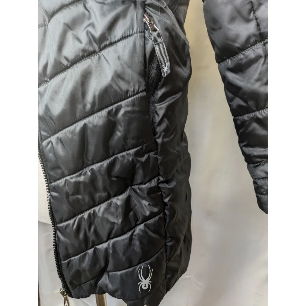 Spyder Quilted Hooded Puffer‎ Jacket Child's Large 12-14 Black Winter Warm Coat